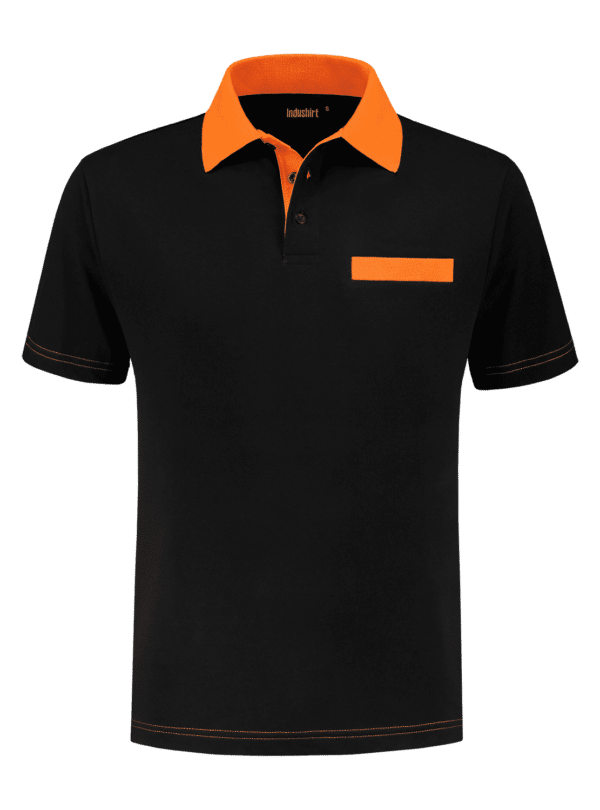 Indushirt-PS-200-Polo-shirt-black_orange_front.png